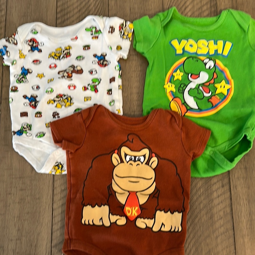 Nintendo Baby Bodysuit Set - White, Green, Brown